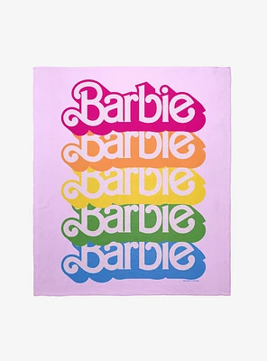 Barbie Rainbow Logo Stack Throw Blanket