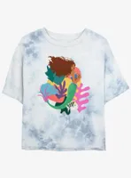 Disney The Little Mermaid Live Action Ariel With Flounder Tie-Dye Womens Crop T-Shirt