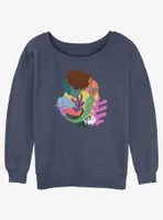 Disney The Little Mermaid Live Action Ariel With Flounder Womens Slouchy Sweatshirt