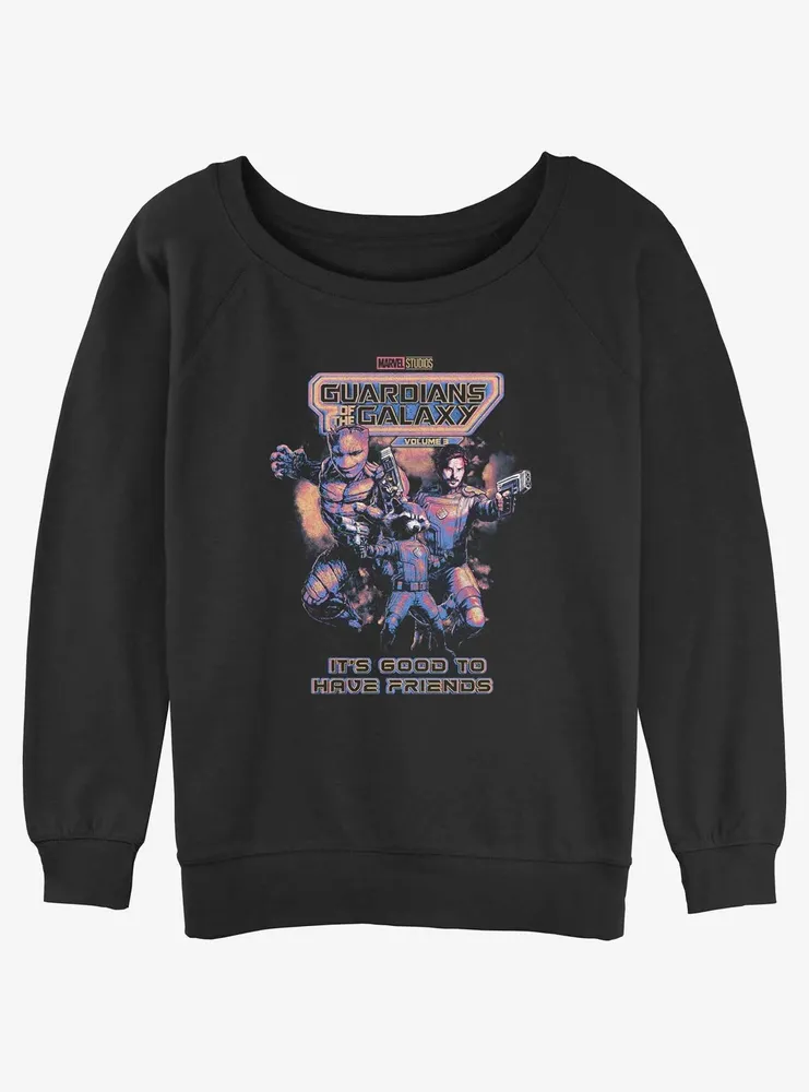 Marvel Guardians of the Galaxy Vol. 3 It's Good To Have Friends Poster Womens Slouchy Sweatshirt