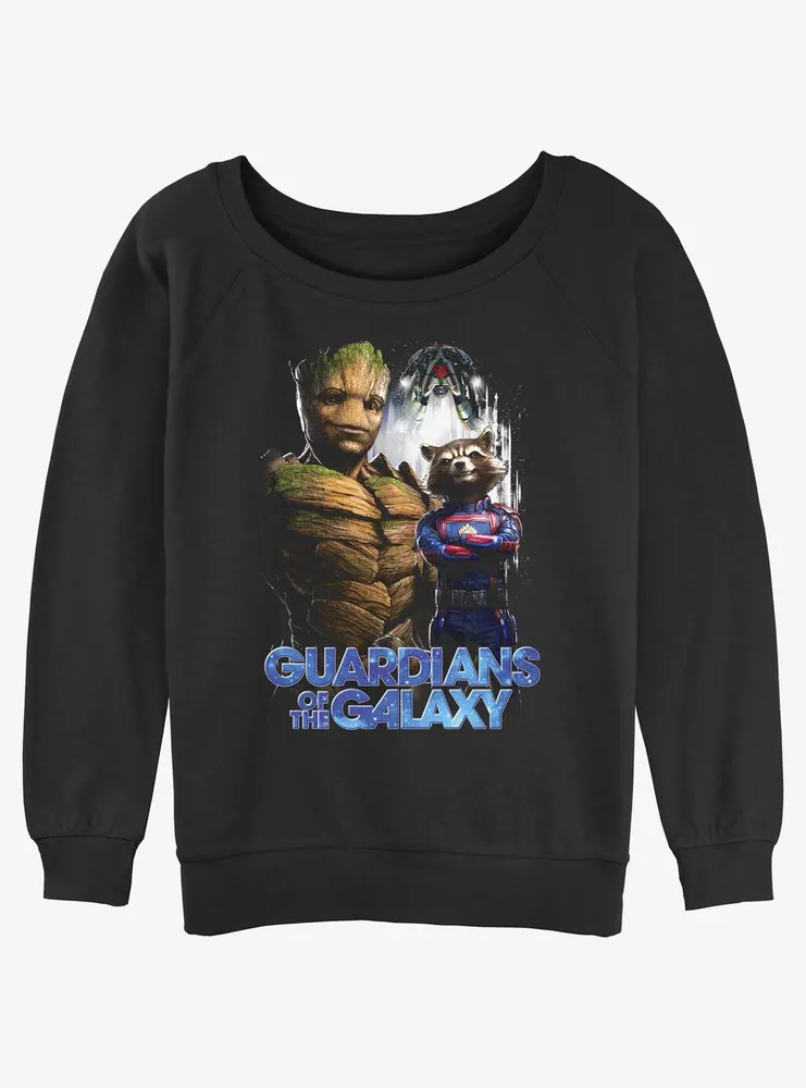 Marvel Guardians of the Galaxy Vol. 3 Duo Team Groot and Rocket Womens Slouchy Sweatshirt