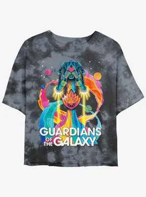 Marvel Guardians of the Galaxy Vol. 3 Psychedelic Ship Tie-Dye Womens Crop T-Shirt