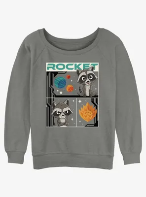 Marvel Guardians of the Galaxy Vol. 3 Baby Rocket Poster Womens Slouchy Sweatshirt