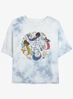 Disney The Little Mermaid Live Action Sisters Dance Beneath Waves Tie-Dye Womens Crop T-Shirt