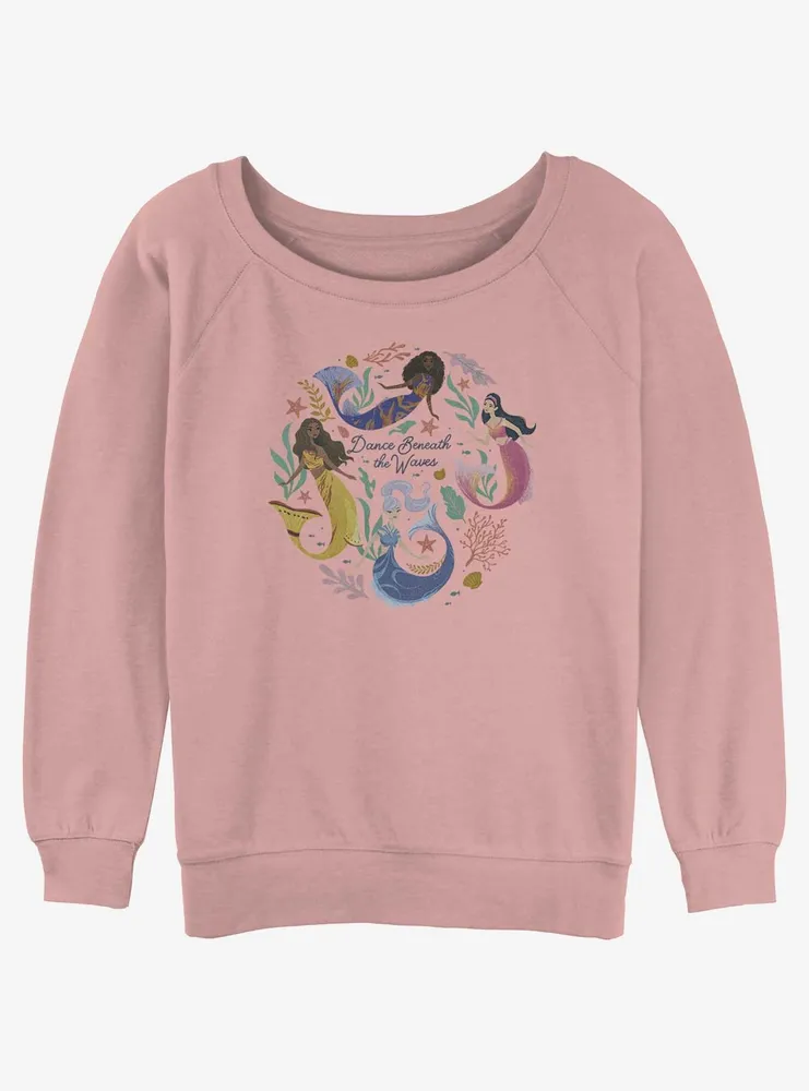 Disney The Little Mermaid Live Action Sisters Dance Beneath Waves Womens Slouchy Sweatshirt