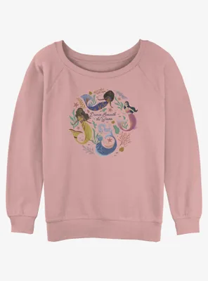 Disney The Little Mermaid Live Action Sisters Dance Beneath Waves Womens Slouchy Sweatshirt