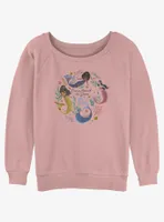 Disney The Little Mermaid Live Action Sisters Dance Beneath Waves Womens Slouchy Sweatshirt