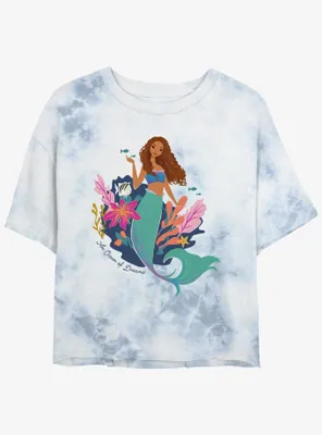 Disney The Little Mermaid Live Action An Ocean Of Dreams Tie-Dye Womens Crop T-Shirt