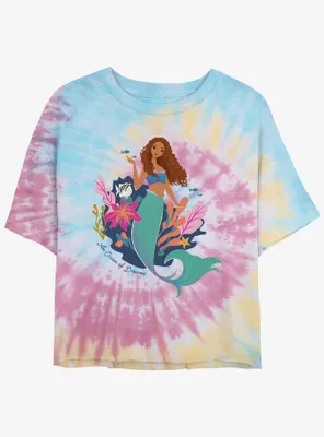 Disney The Little Mermaid Live Action An Ocean Of Dreams Tie-Dye Womens Crop T-Shirt