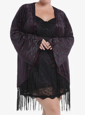 Cosmic Aura Purple Roses Burnout Velvet Girls Duster Plus