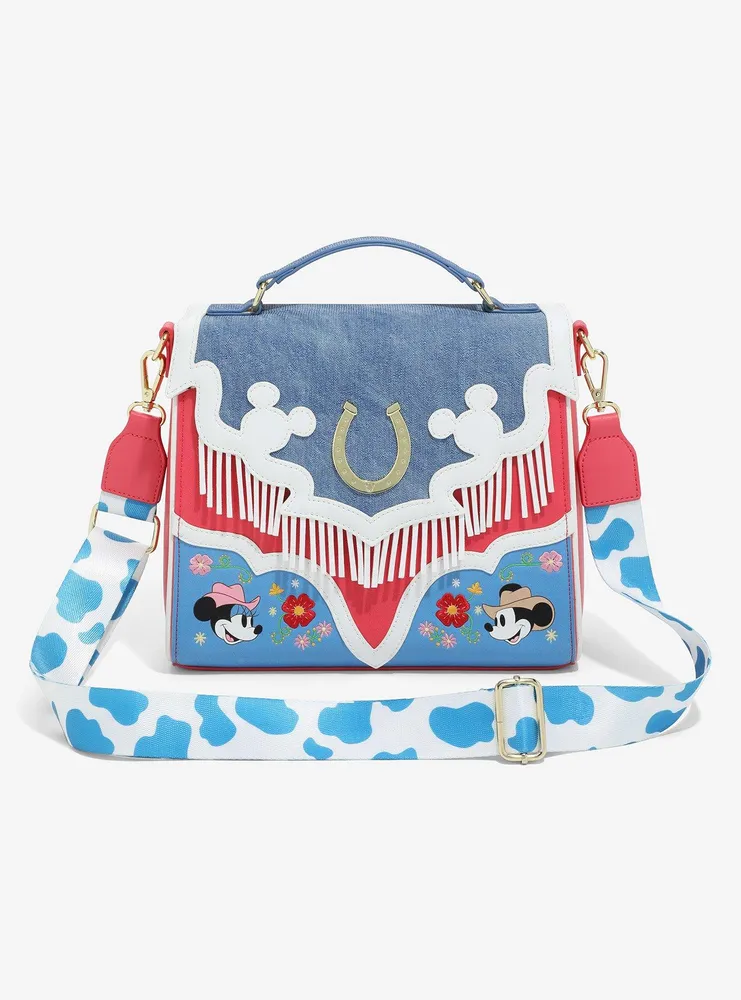 Loungefly Disney Mickey & Minnie Western Denim Crossbody Bag