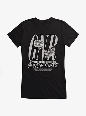 Guns N' Roses Appetite For Destruction Tracklist Girls T-Shirt
