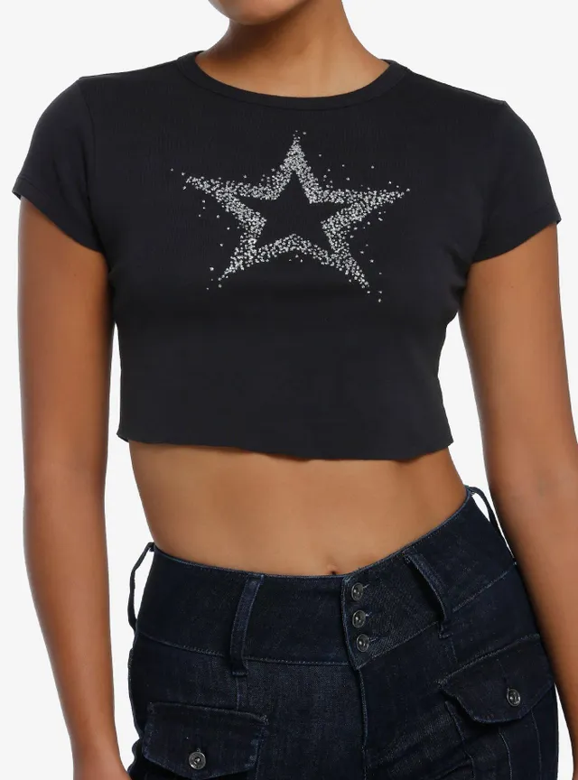 Hot Topic Social Collision Silver Glitter Star Girls Baby T-Shirt