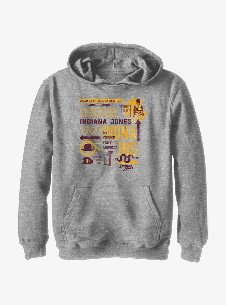 Indiana Jones and the Dial of Destiny Passport Infographic Youth Hoodie