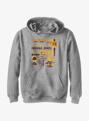 Indiana Jones and the Dial of Destiny Passport Infographic Youth Hoodie