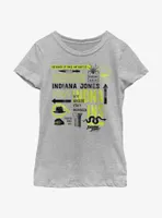 Indiana Jones and the Dial of Destiny Passport Infographic Girls Youth T-Shirt