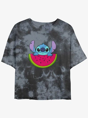 Disney Lilo & Stitch Watermelon Tie-Dye Girls Crop T-Shirt