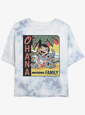 Disney Lilo & Stitch Ohana Means Family Beach Tie-Dye Girls Crop T-Shirt