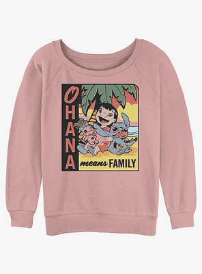 Disney Lilo & Stitch Ohana Means Family Beach Girls Slouchy Sweatshirt