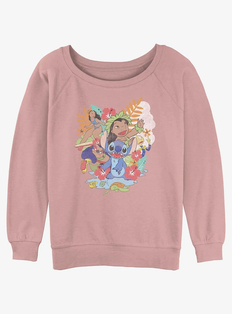 Disney Lilo & Stitch Aloha Family Girls Slouchy Sweatshirt