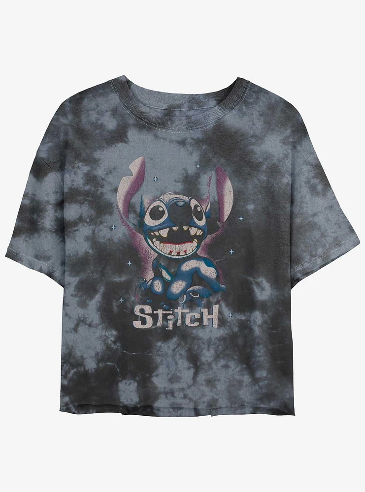 Disney Lilo & Stitch Dark Tie-Dye Girls Crop T-Shirt