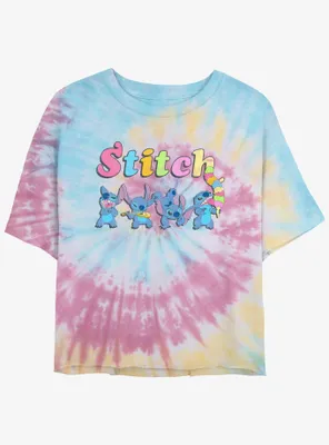 Disney Lilo & Stitch Ice Cream Scoops Tie-Dye Womens Crop T-Shirt