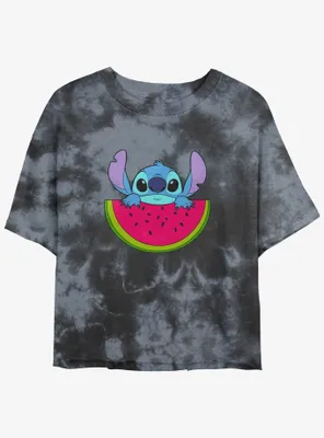 Disney Lilo & Stitch Watermelon Tie-Dye Womens Crop T-Shirt