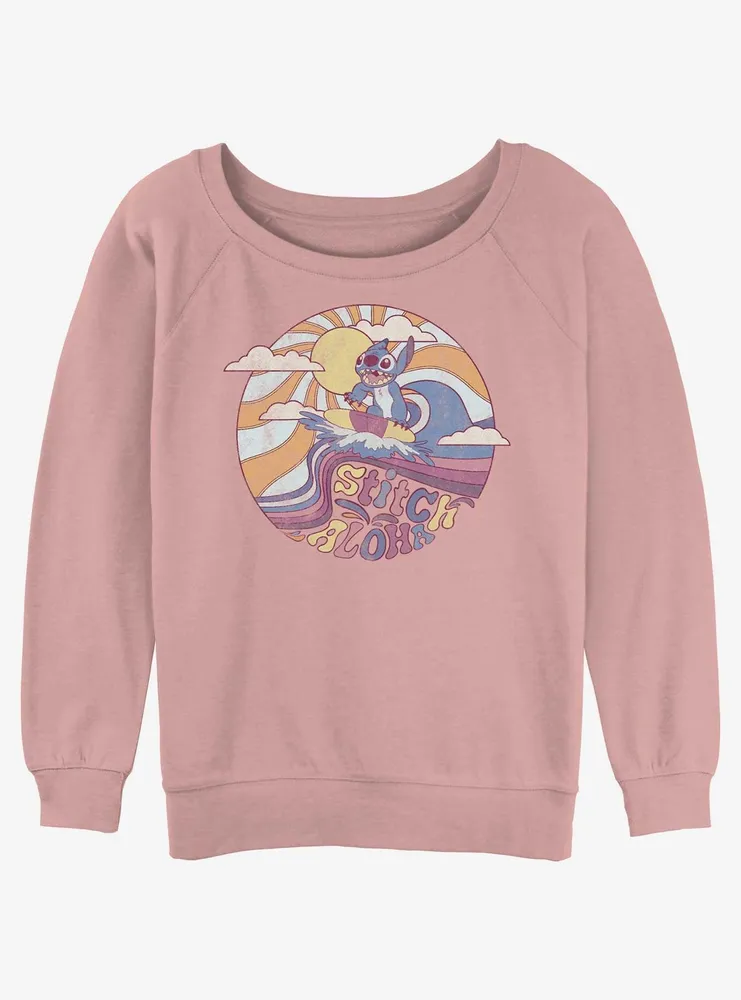 Disney Lilo & Stitch Ride The Waves Womens Slouchy Sweatshirt