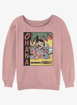 Disney Lilo & Stitch Ohana Means Family Beach Womens Slouchy Sweatshirt