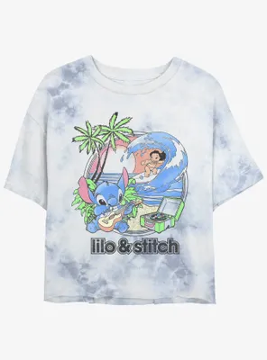 Disney Lilo & Stitch Beach Duo Tie-Dye Womens Crop T-Shirt