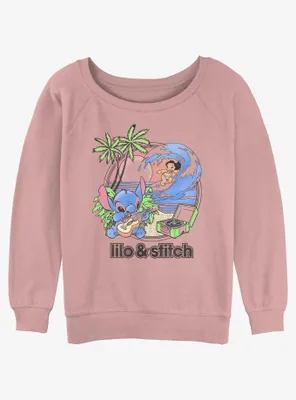 Disney Lilo & Stitch Beach Duo Womens Slouchy Sweatshirt