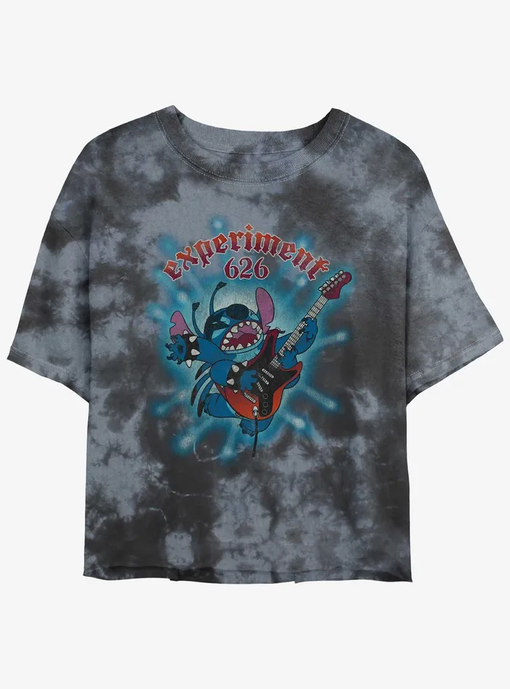 Disney Lilo & Stitch Rock Out Experiment 626 Tie-Dye Womens Crop T-Shirt