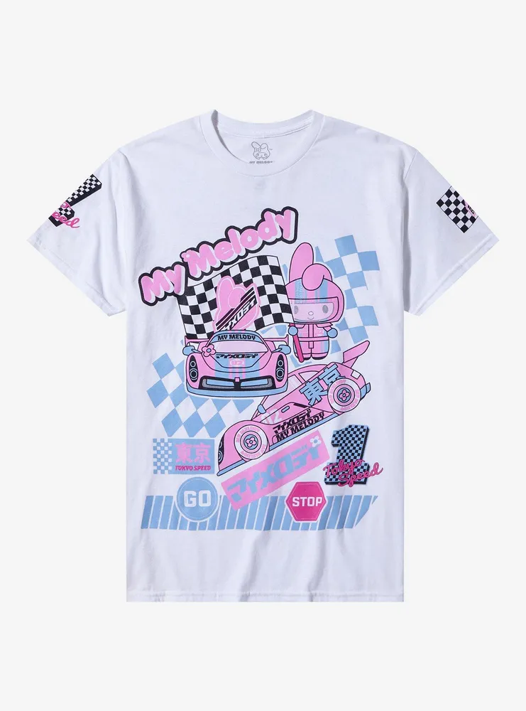 My Melody Racing Collage Boyfriend Fit Girls T-Shirt