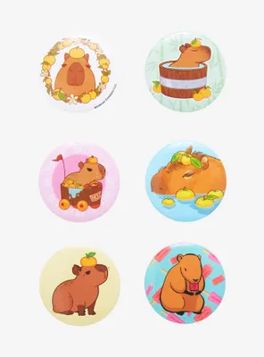 Capybara Orange Button Set