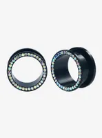 Steel Black Bling Tunnel Plug 2 Pack