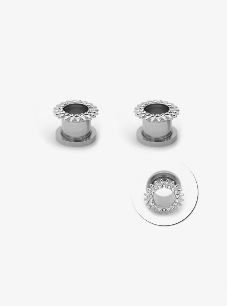 Steel Spike Gem Tunnel Plug 2 Pack