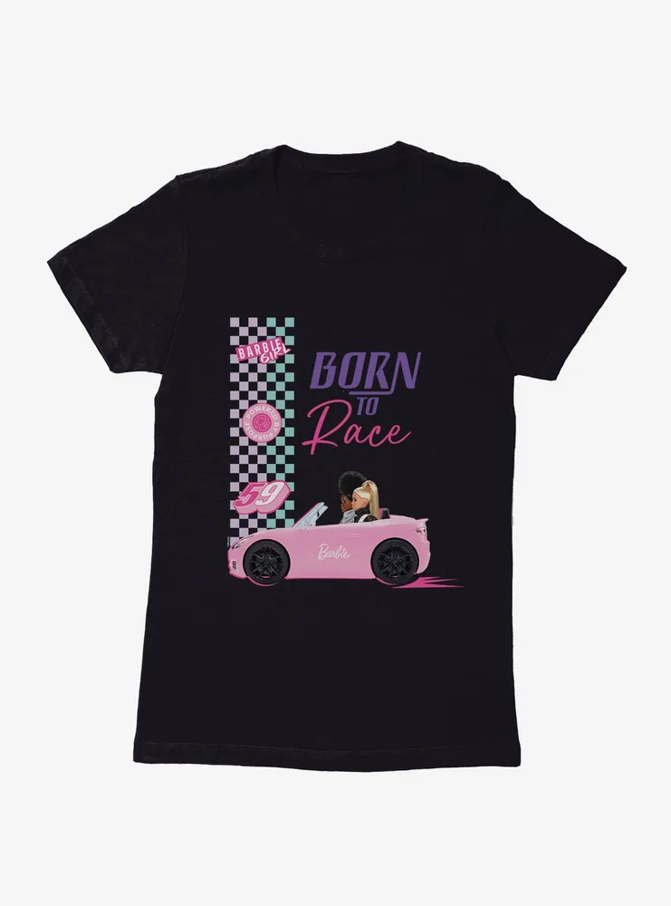 Barbie Born To Race Womens T-Shirt