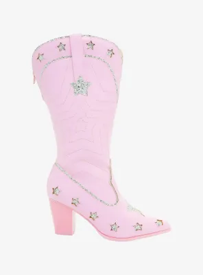 YRU Pink Glitter Star Cowgirl Boots