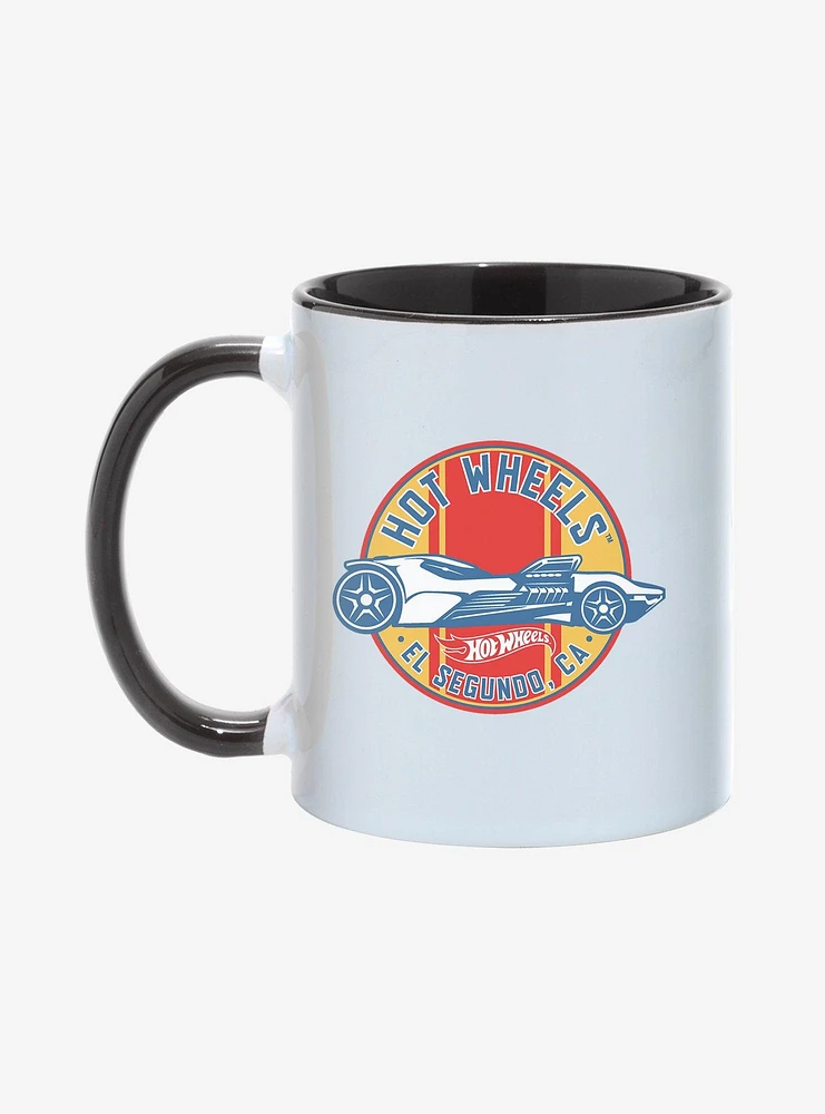 Hot Wheels Circle Striped Race Car Emblem Mug