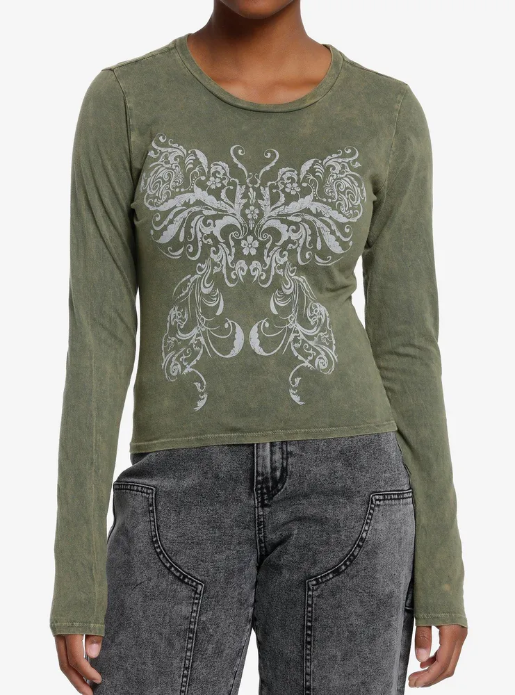 Social Collision Filigree Butterfly Girls Long-Sleeve T-Shirt