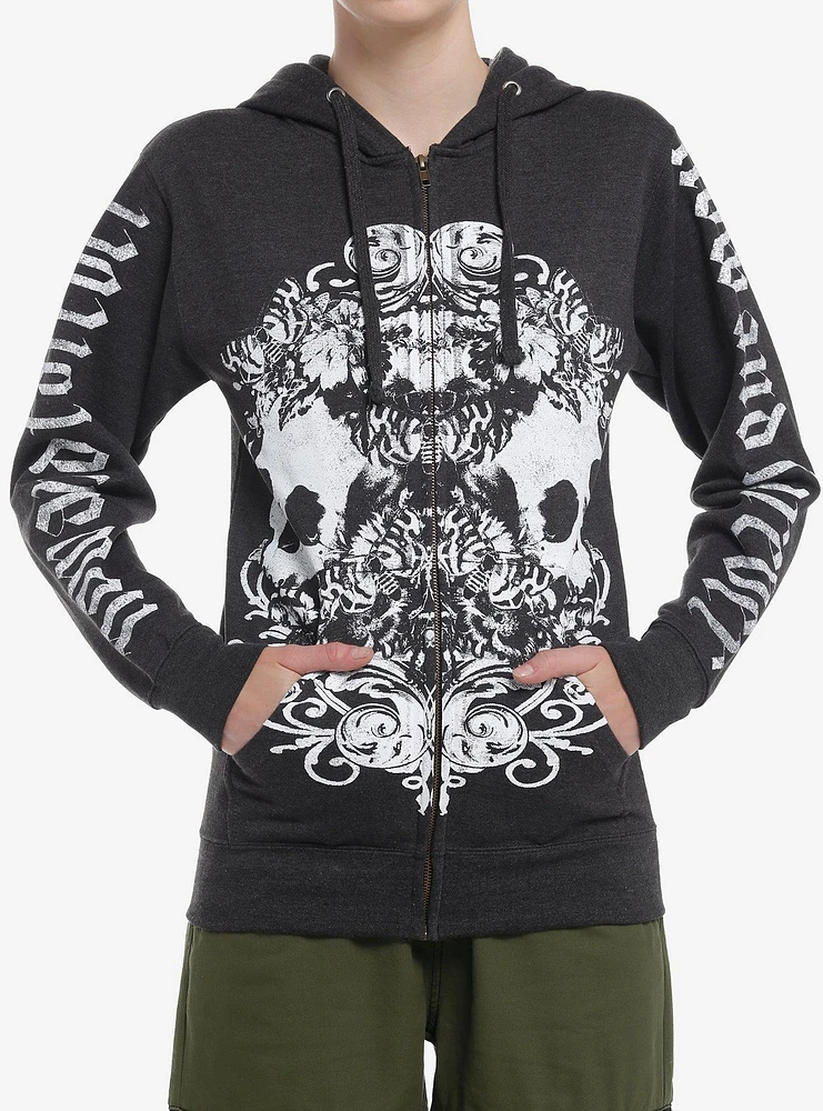 Social Collision Skulls & Flowers Girls Hoodie