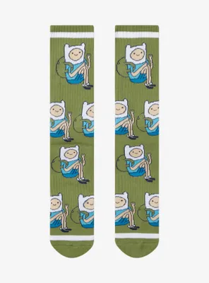 Adventure Time Finn Sitting Allover Print Crew Socks - BoxLunch Exclusive 