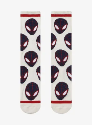 Marvel Spider-Man Miles Morales Mask Allover Print Crew Socks - BoxLunch Exclusive