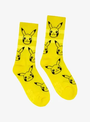 Pokémon Pikachu Striped Allover Print Crew Socks - BoxLunch Exclusive