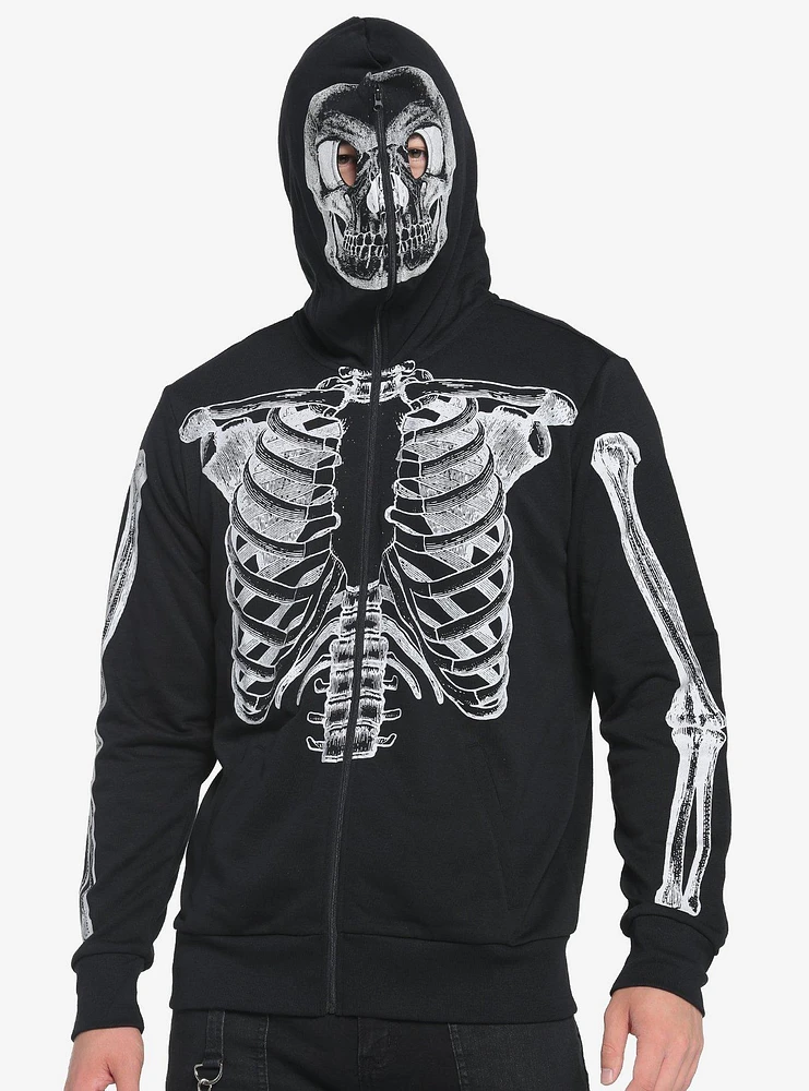 Skeleton Face Full-Zip Hoodie