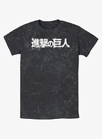 Attack On Titan Japanese Logo Mineral Wash T-Shirt