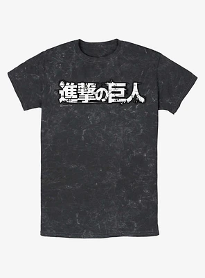 Attack On Titan Japanese Manga Logo Mineral Wash T-Shirt