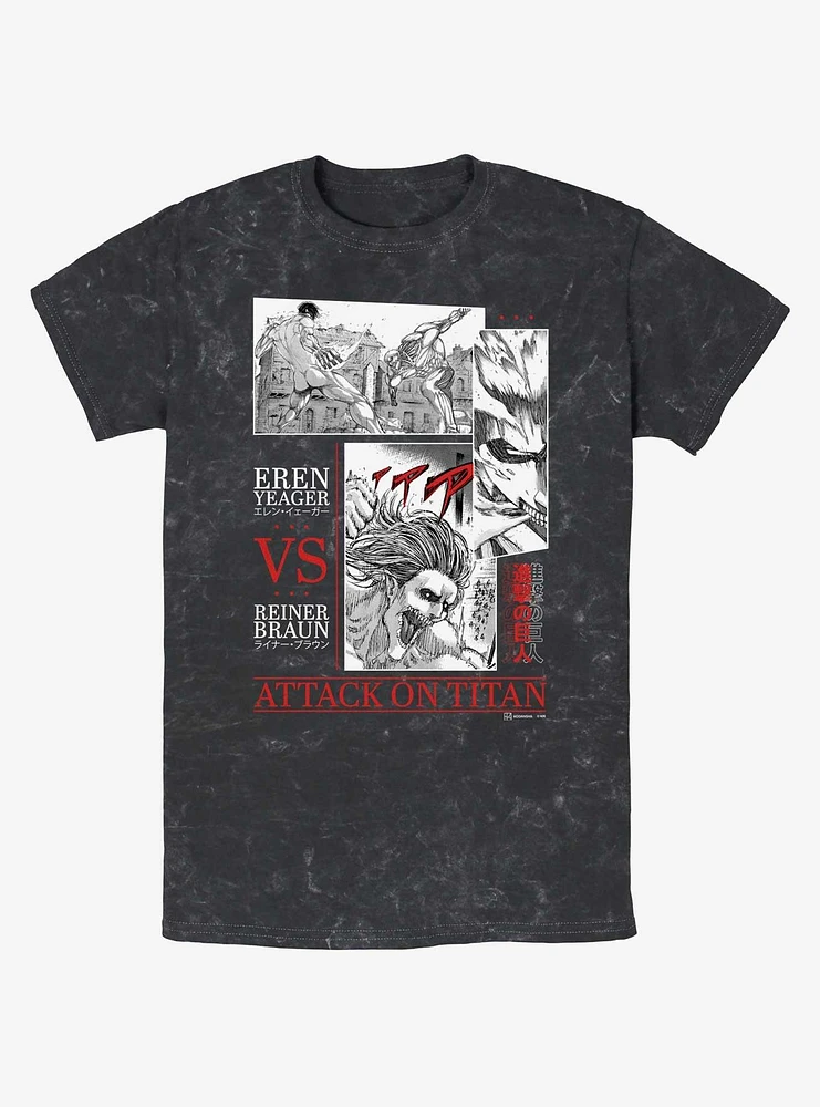 Attack On Titan Eren Yeager Vs Reiner Braun Mineral Wash T-Shirt