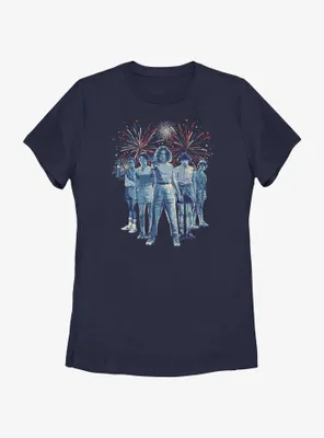 Stranger Things Group Fireworks Womens T-Shirt