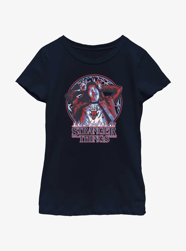Stranger Things Eddie Munson Hellfire Allegiance Youth Girls T-Shirt
